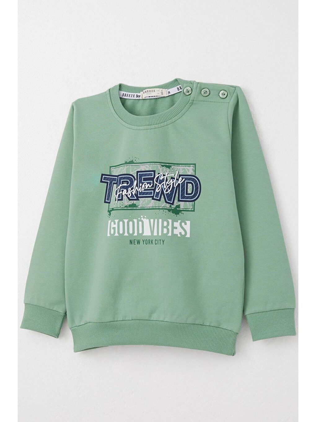 Erkek Bebek Eşofman Takım Moda Temalı Yazı Baskılı Mint Yeşili (2 Yaş)-5