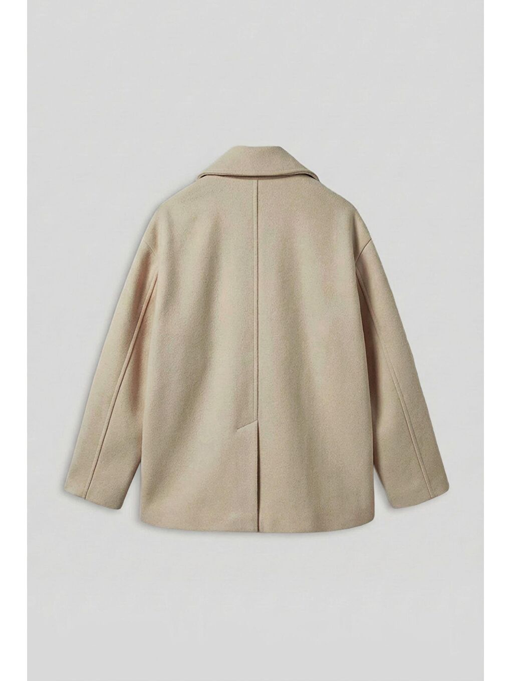 Erkek Oversize Kruvaze Kaban Açık Bej-2