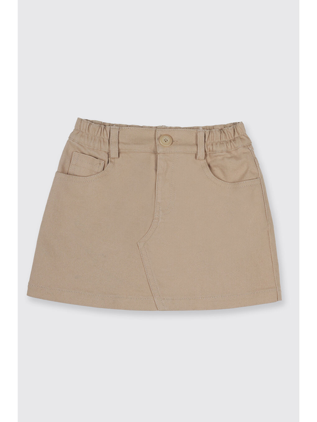 Kız Çocuk Düğmeli Etek Bej