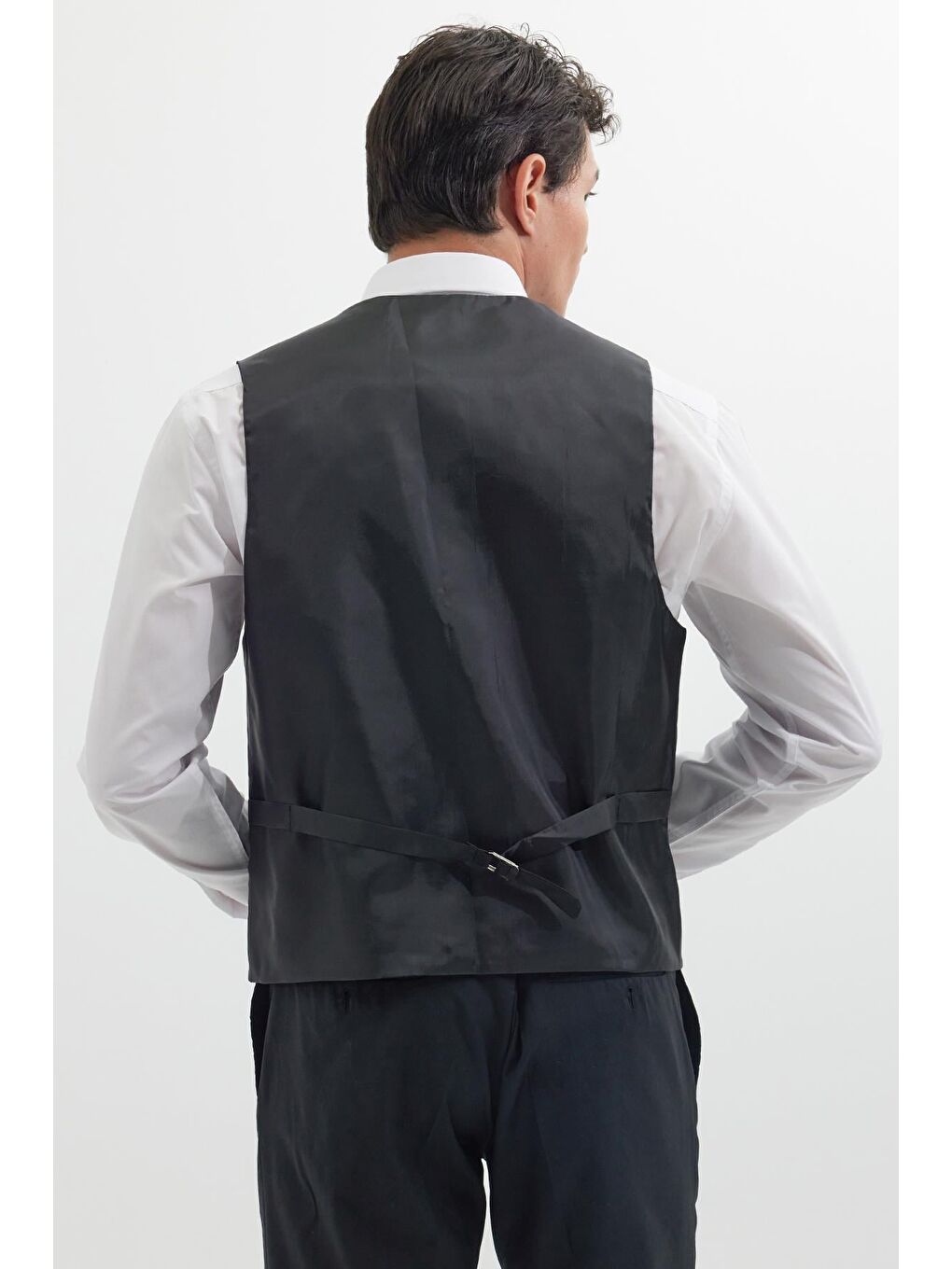 Erkek Standart Fit Normal Kesim Düz Fleto Cepli Siyah Yelek-6