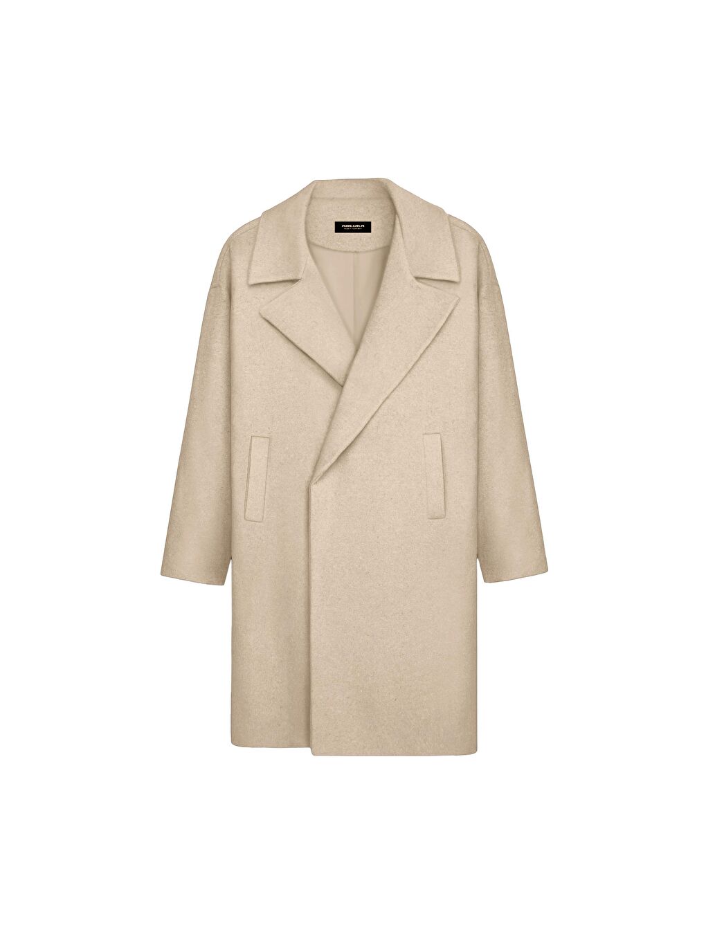 Erkek Oversize Kaşe Kaban Bej-2