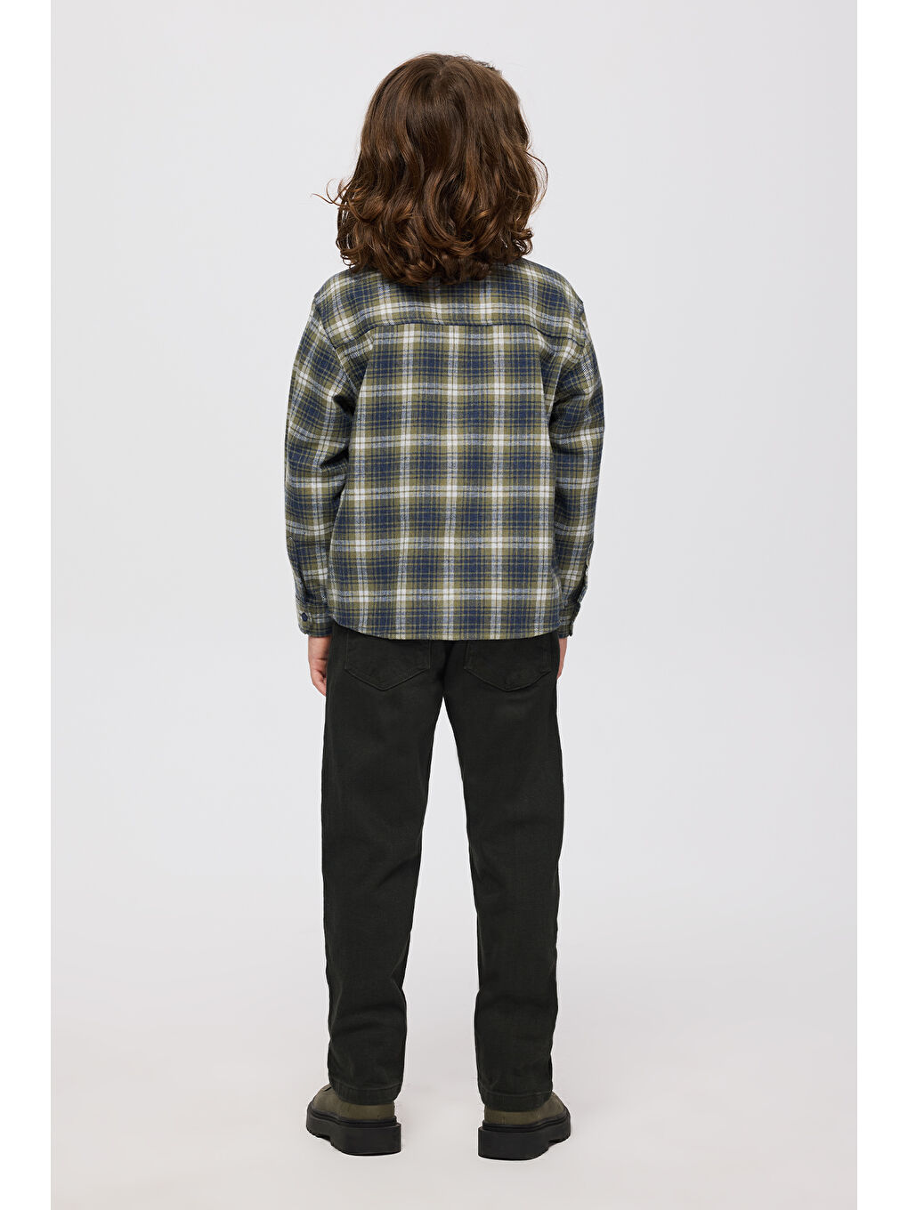 Erkek Çocuk Ekose Gömlek Haki-2