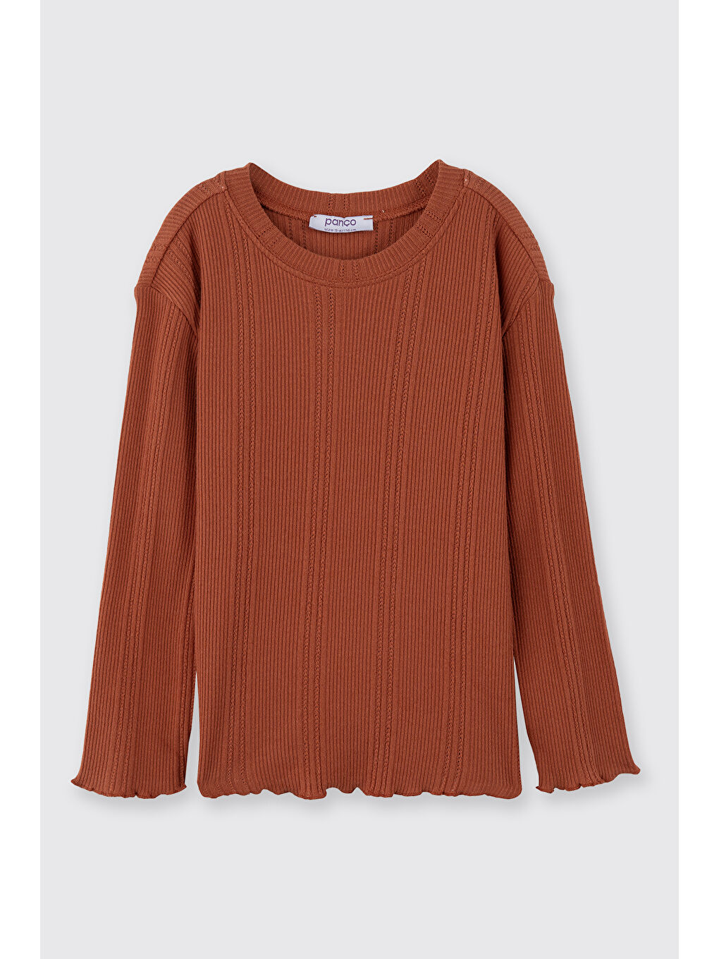 Kahverengi Kız Çocuk Uzun Kollu T-Shirt Kiremit