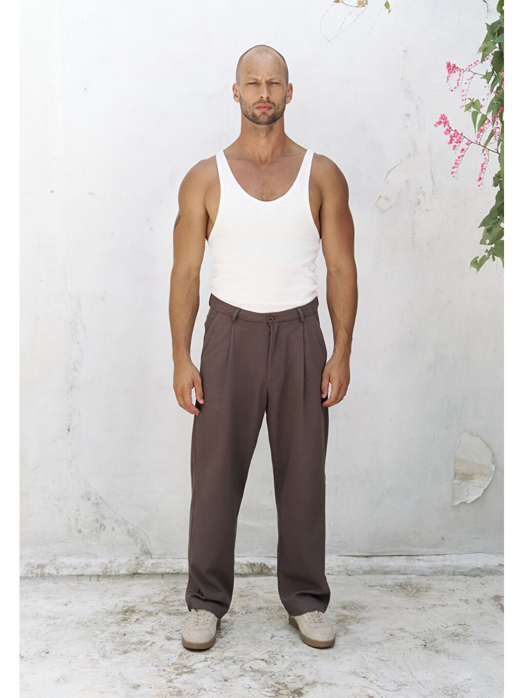 Kahverengi Ayyubay Kahve Pileli Erkek %100 Pamuk Pantolon-1