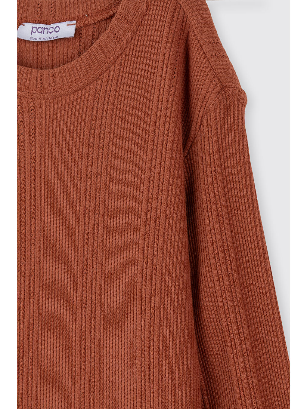 Kahverengi Kız Çocuk Uzun Kollu T-Shirt Kiremit-1