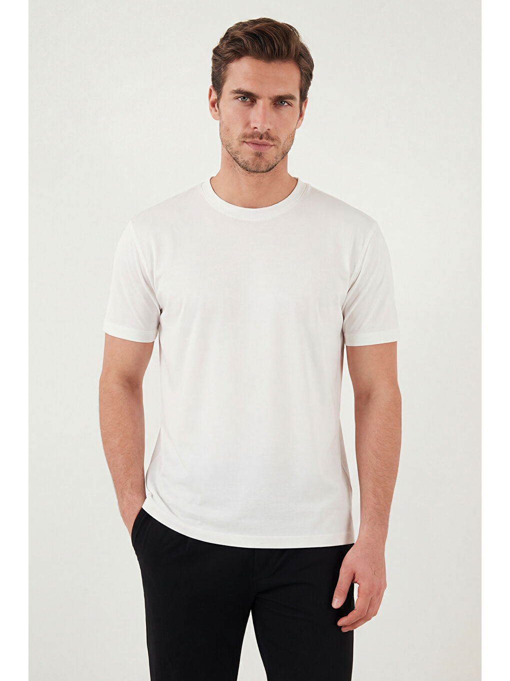 Ekru Regular Fit Bisiklet Yaka T Shirt 5902985-1