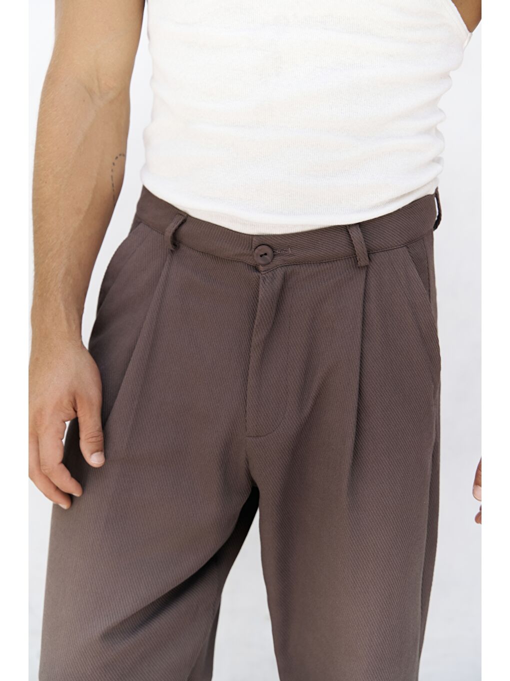 Kahverengi Ayyubay Kahve Pileli Erkek %100 Pamuk Pantolon-6