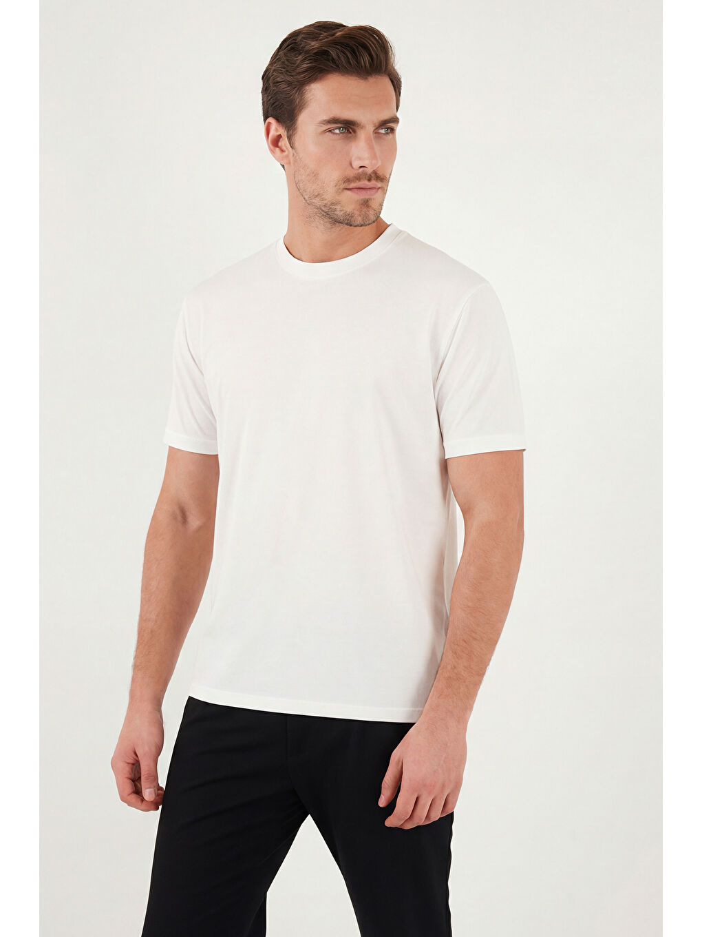 Ekru Regular Fit Bisiklet Yaka T Shirt 5902985-2