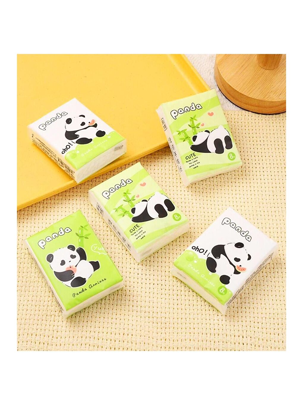 BAM HEDİYELİK EŞYA Panda Figürlü Mini Cep Mendili 9 lu Set - 1