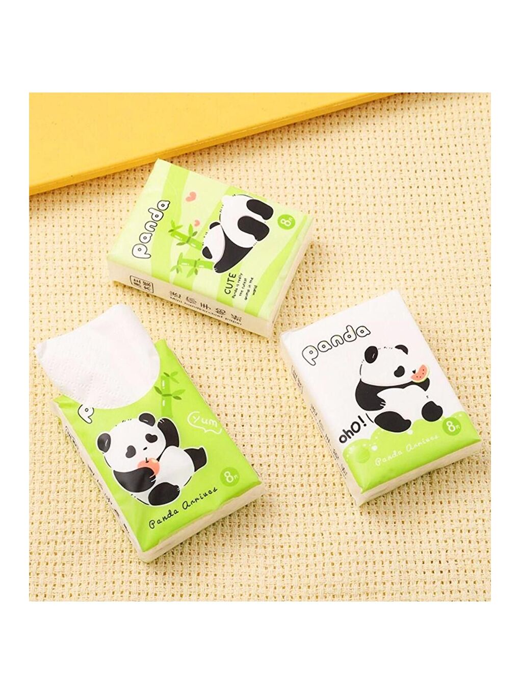 BAM HEDİYELİK EŞYA Panda Figürlü Mini Cep Mendili 9 lu Set - 2