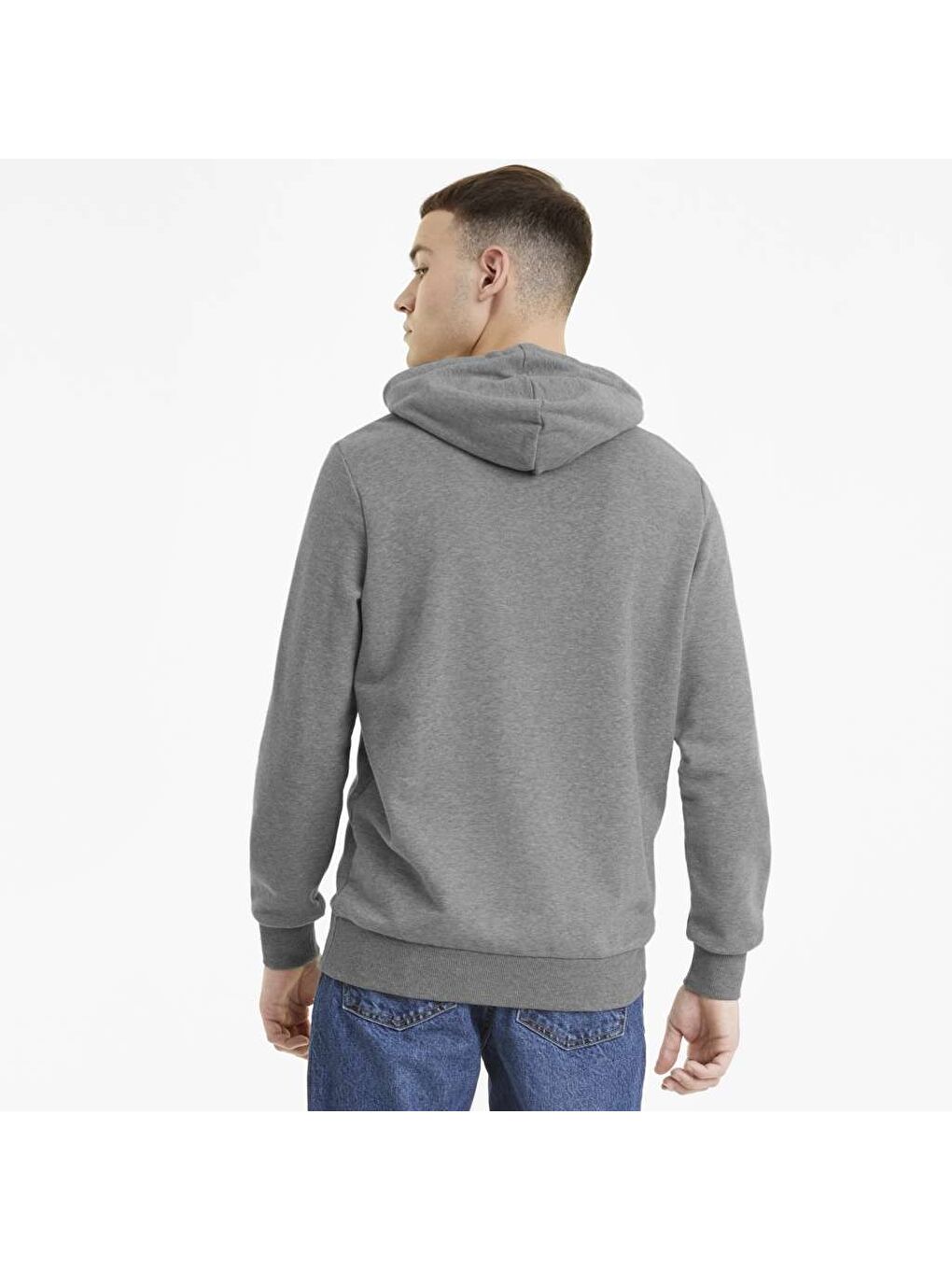 Classics Logo Erkek Gri Kapüşonlu Hoodie-1