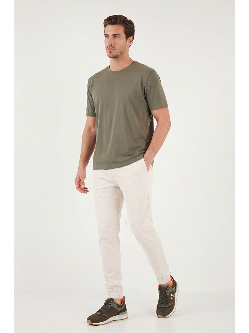 Yeşil Regular Fit Bisiklet Yaka T Shirt 5902985-1