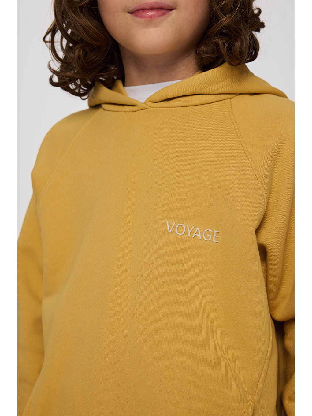 Sarı Erkek Çocuk Kapüşonlu Sweatshirt Hardal-5