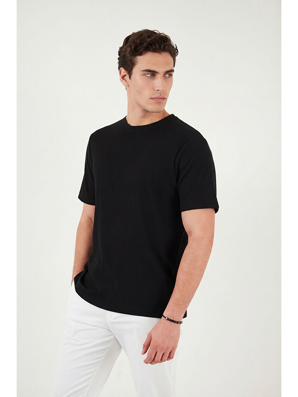 Siyah Pamuklu Regular Fit Bisiklet Yaka T Shirt 5904068-4