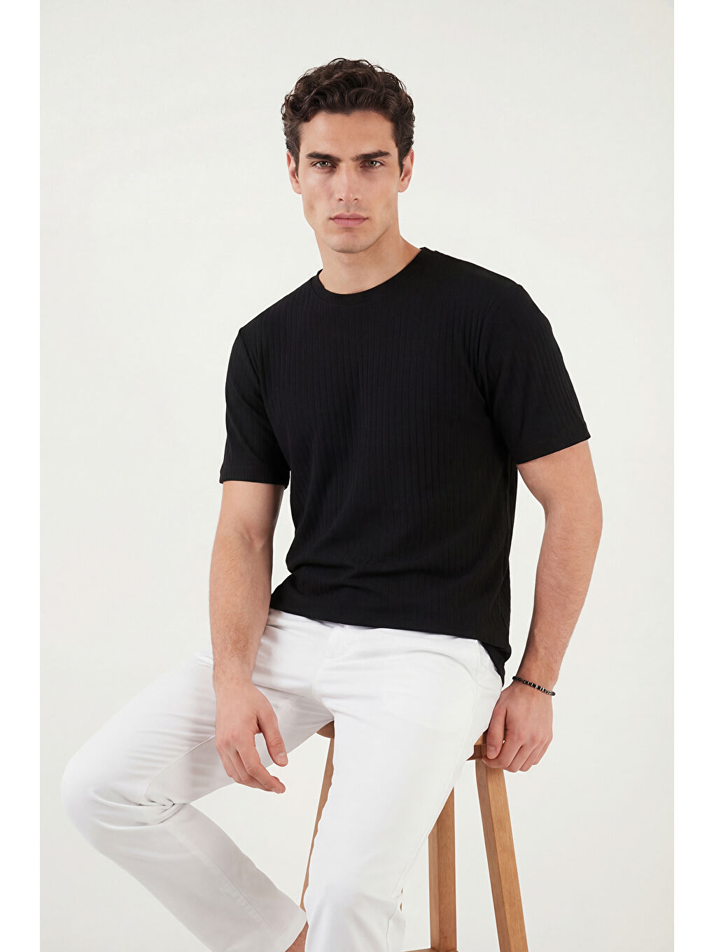 Siyah Pamuklu Regular Fit Bisiklet Yaka T Shirt 5904068-5