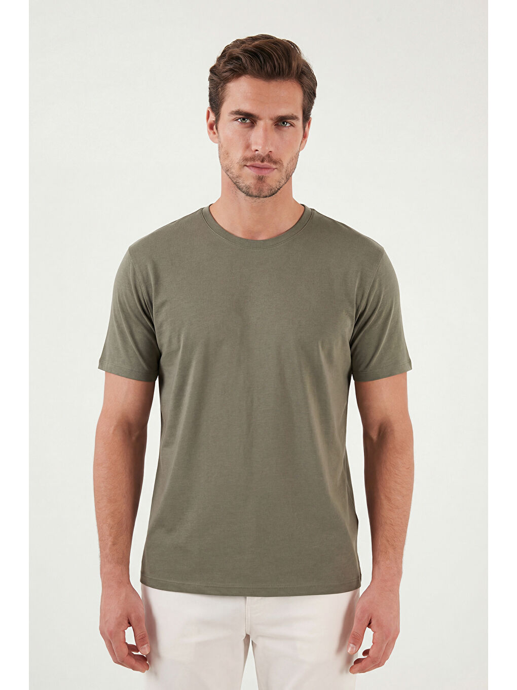 Yeşil Regular Fit Bisiklet Yaka T Shirt 5902985-2