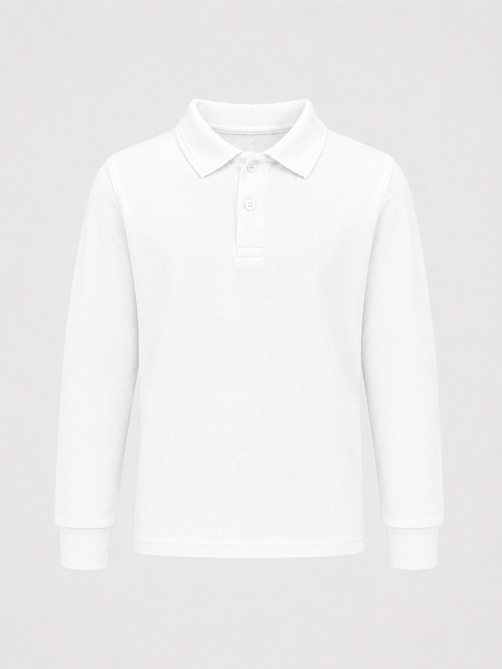 Beyaz Kids Polo Yaka Basic Uzun Kollu Unisex Kız Çocuk Tişört-3