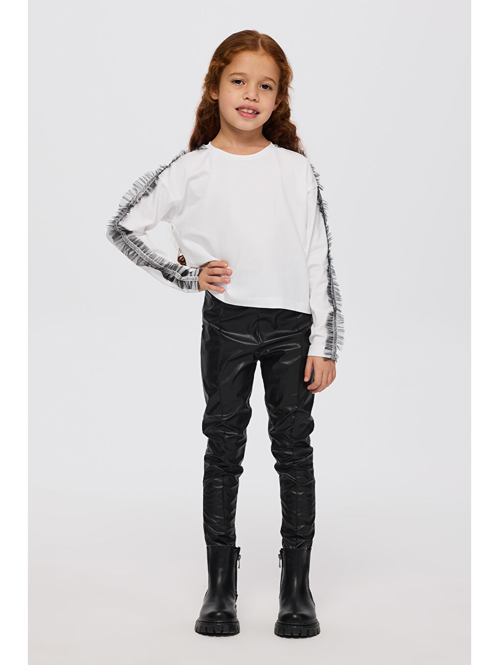 Kız Çocuk Uzun Kollu T-shirt Beyaz-1