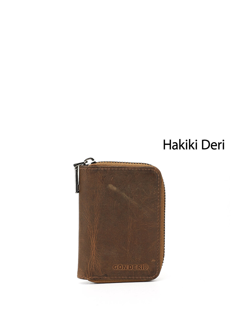 Kahverengi Unisex Taba Hakiki Deri Dikey Kartlık
