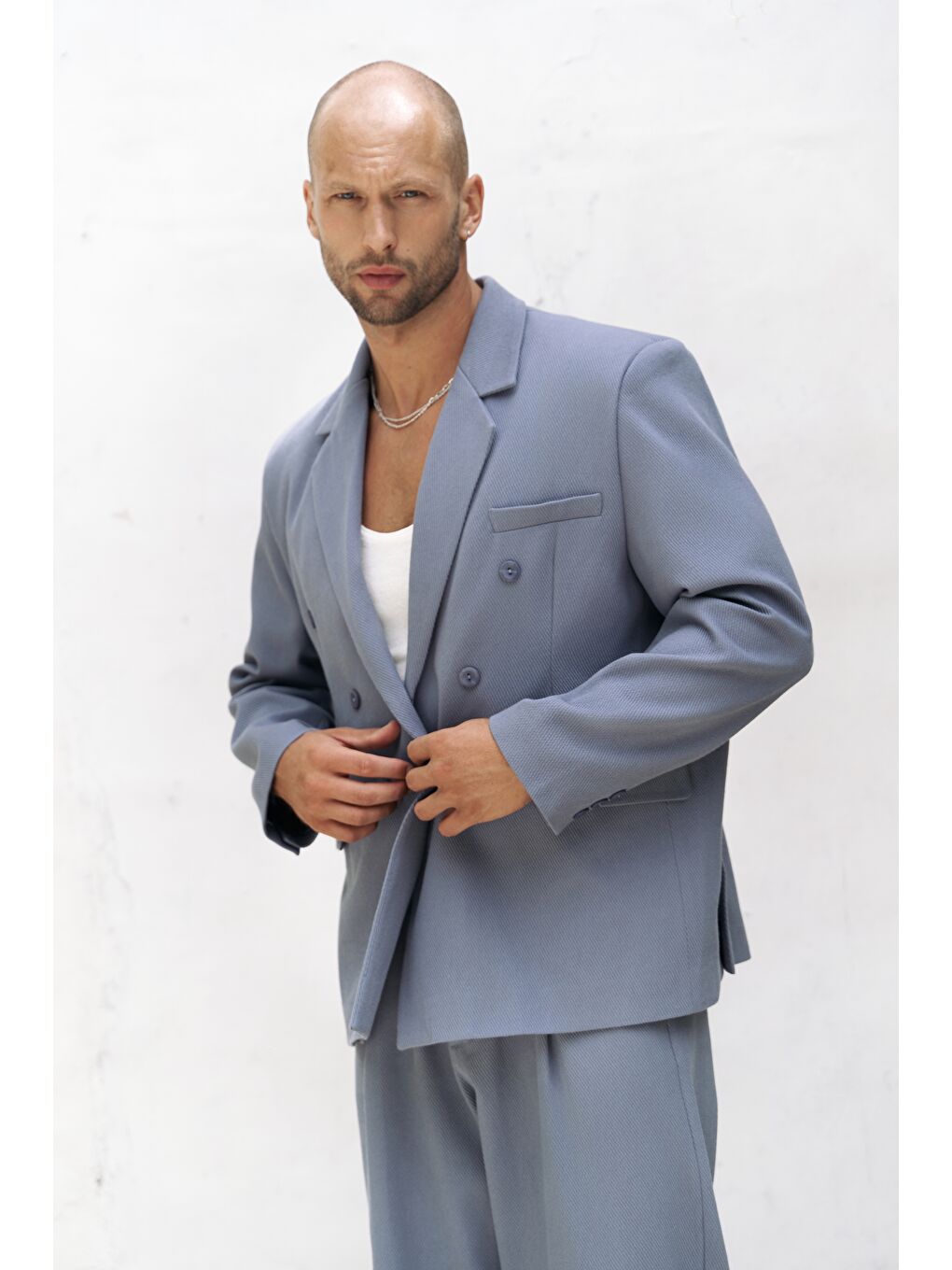 Ayyubay İndigo Erkek %100 Pamuk Blazer Ceket-2