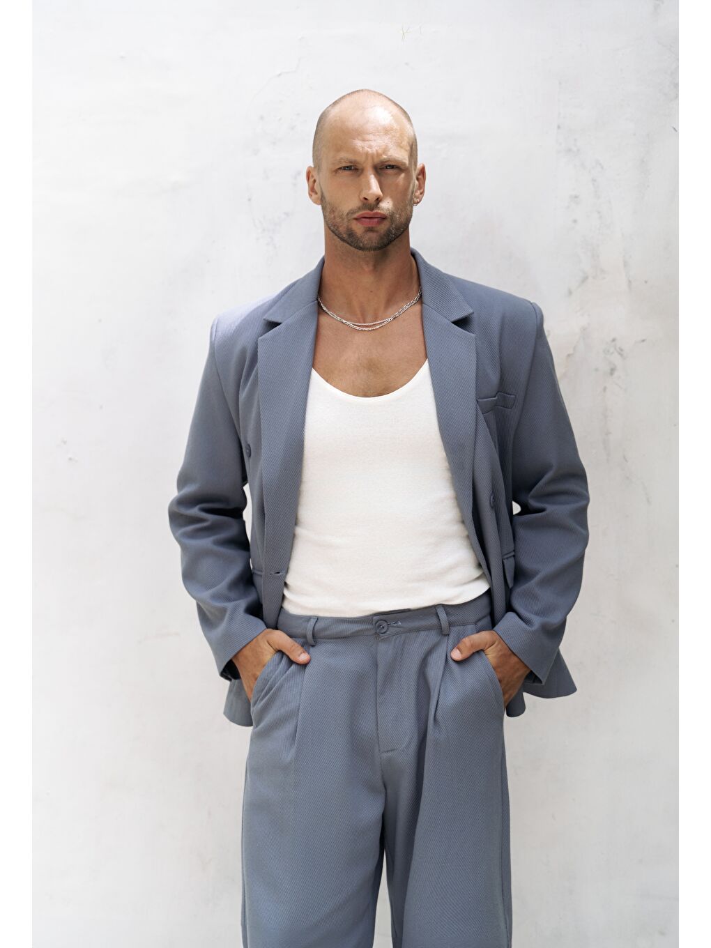 Ayyubay İndigo Erkek %100 Pamuk Blazer Ceket-3