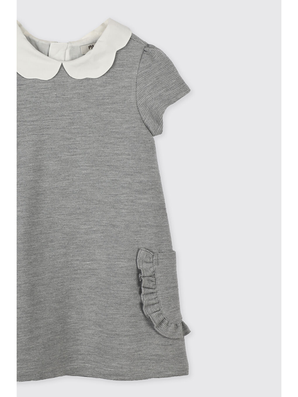 Kız Çocuk Yakalı Örme Elbise Gri-Melanj-2