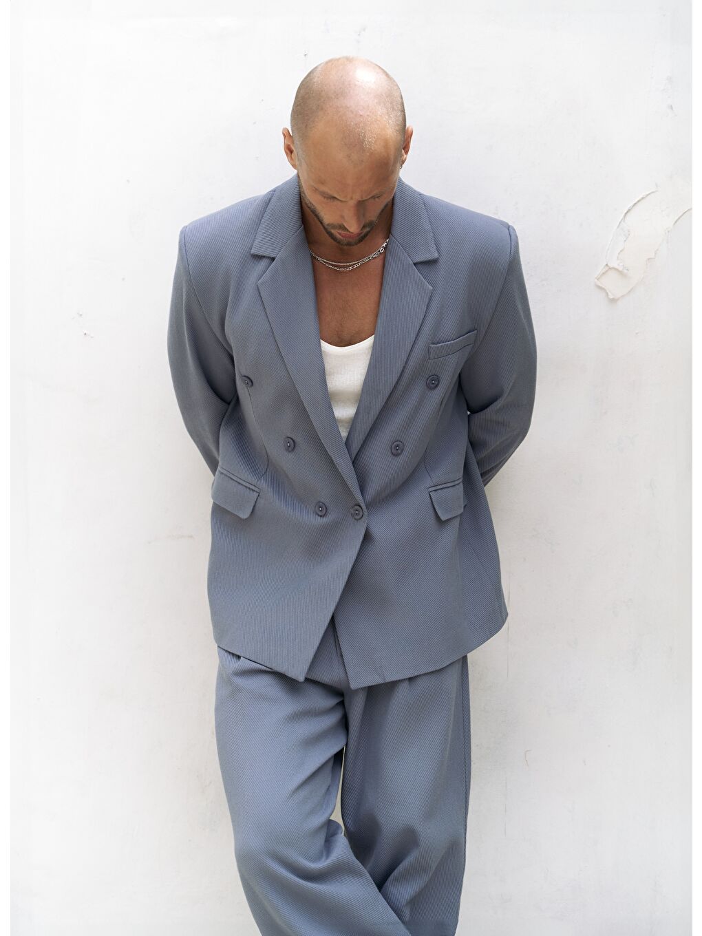 Ayyubay İndigo Erkek %100 Pamuk Blazer Ceket-5