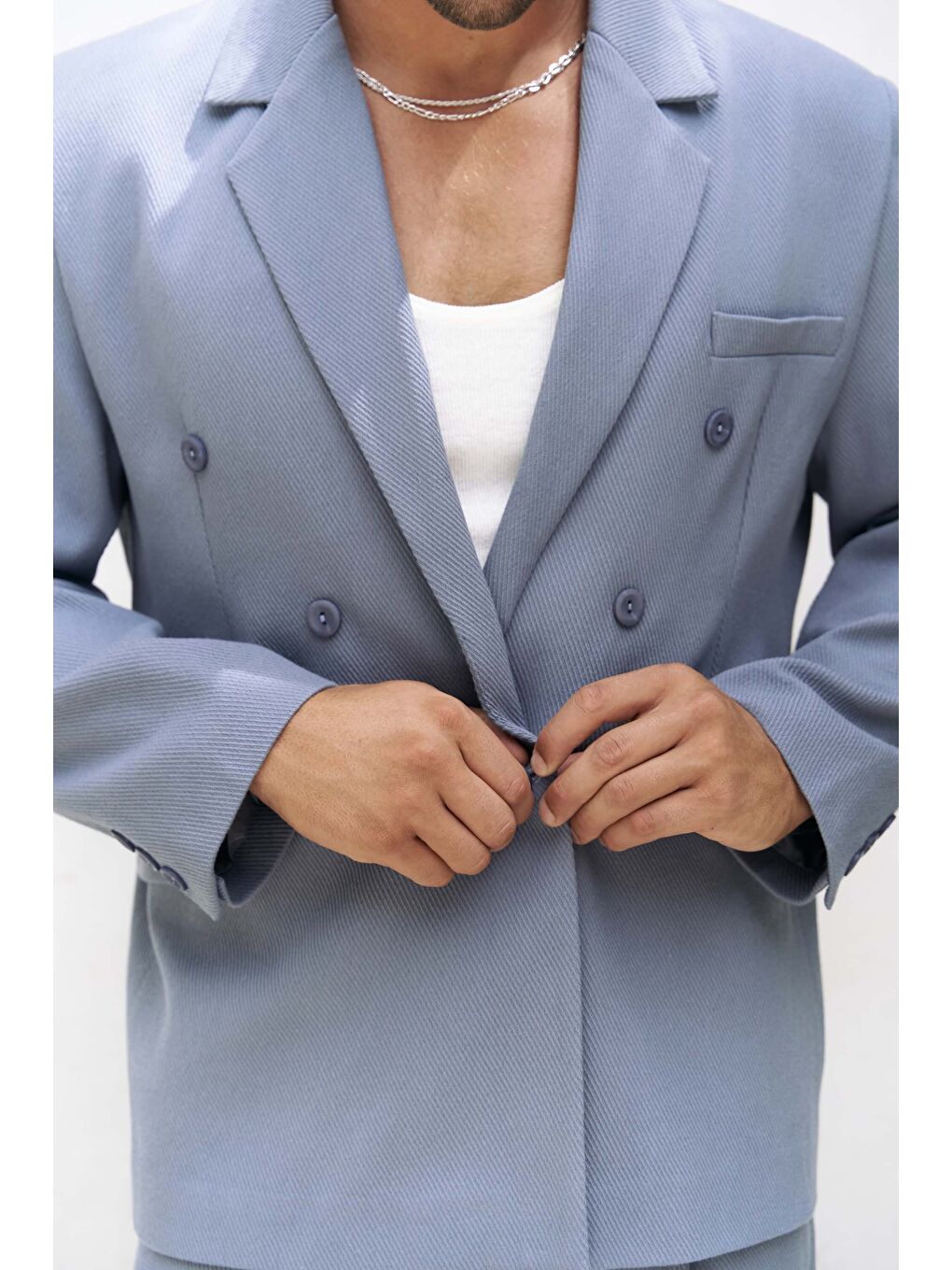 Ayyubay İndigo Erkek %100 Pamuk Blazer Ceket-7