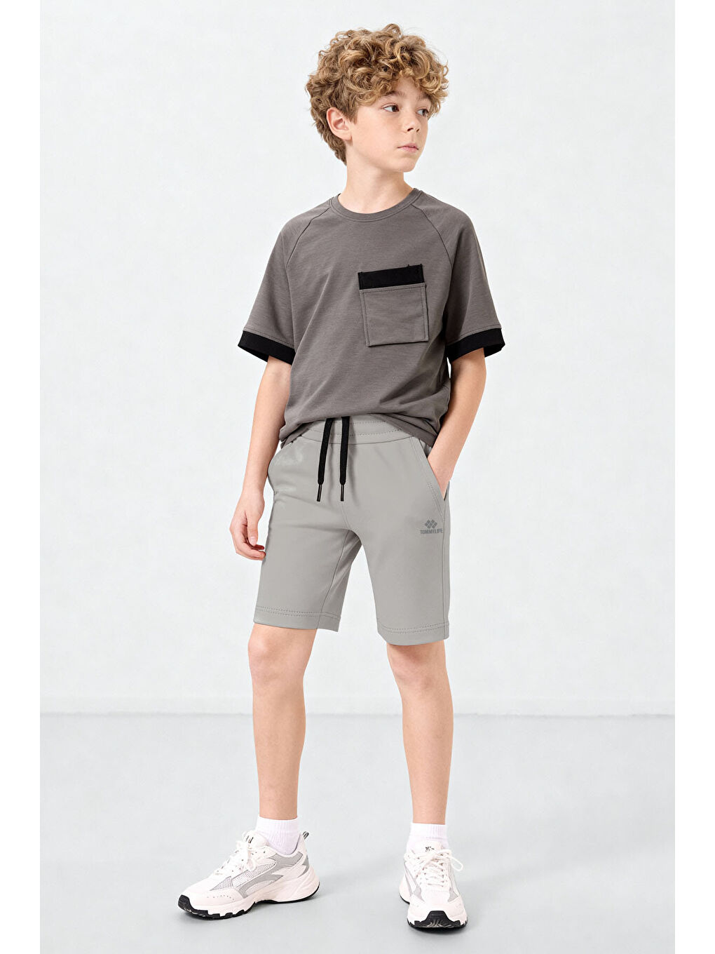 Standart Fit Basic Performans 3lü Paket Siyah-Koyu Gri-Taş Erkek Çocuk Şort - 11303-1