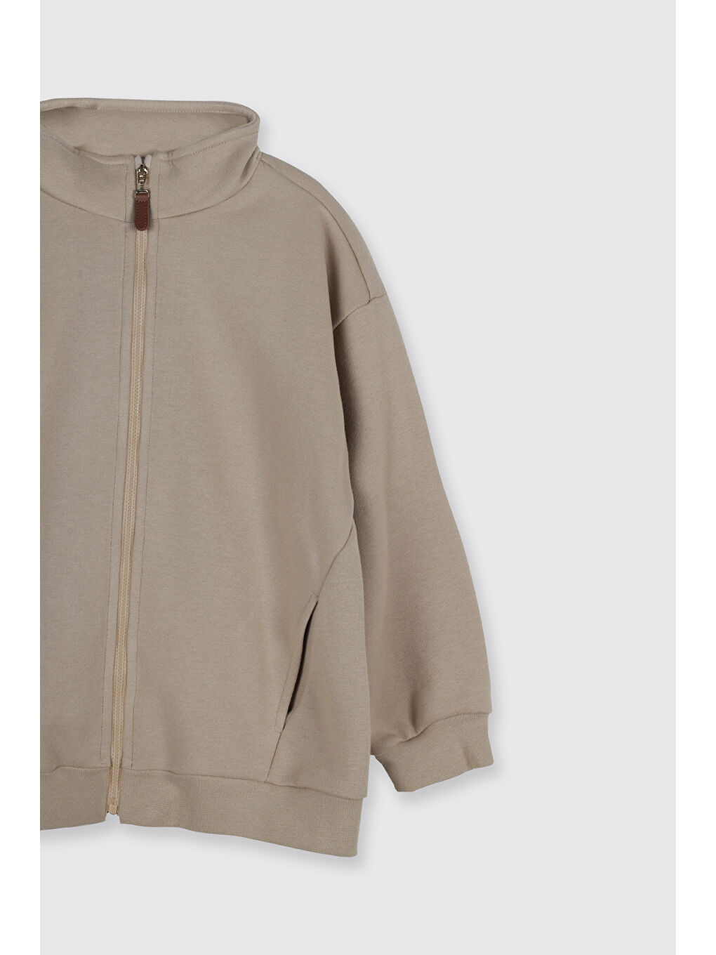 Erkek Çocuk Fermuarlı Sweatshirt Bej-2