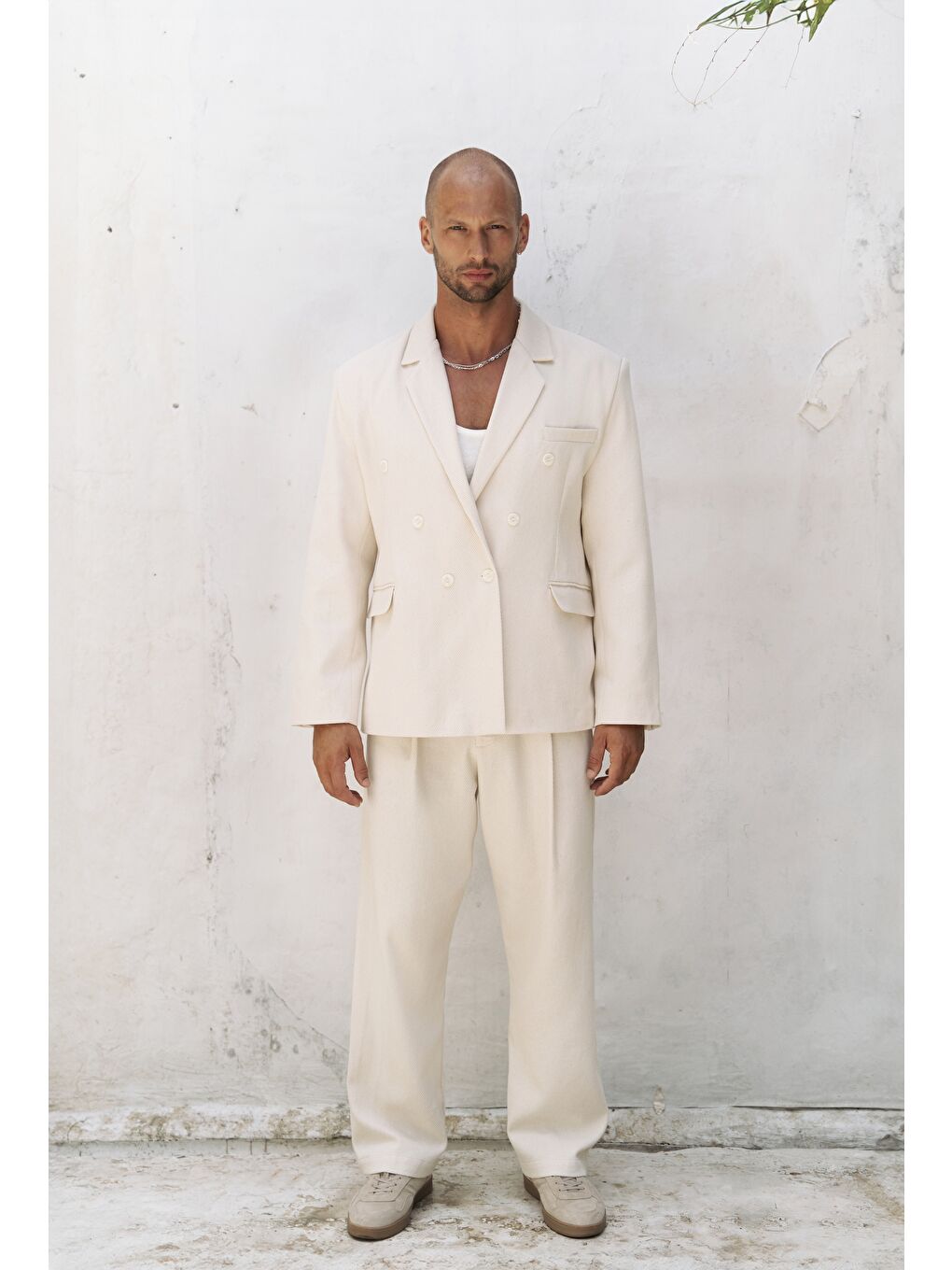 Bej Ayyubay Naturel Erkek %100 Pamuk Blazer Ceket-1