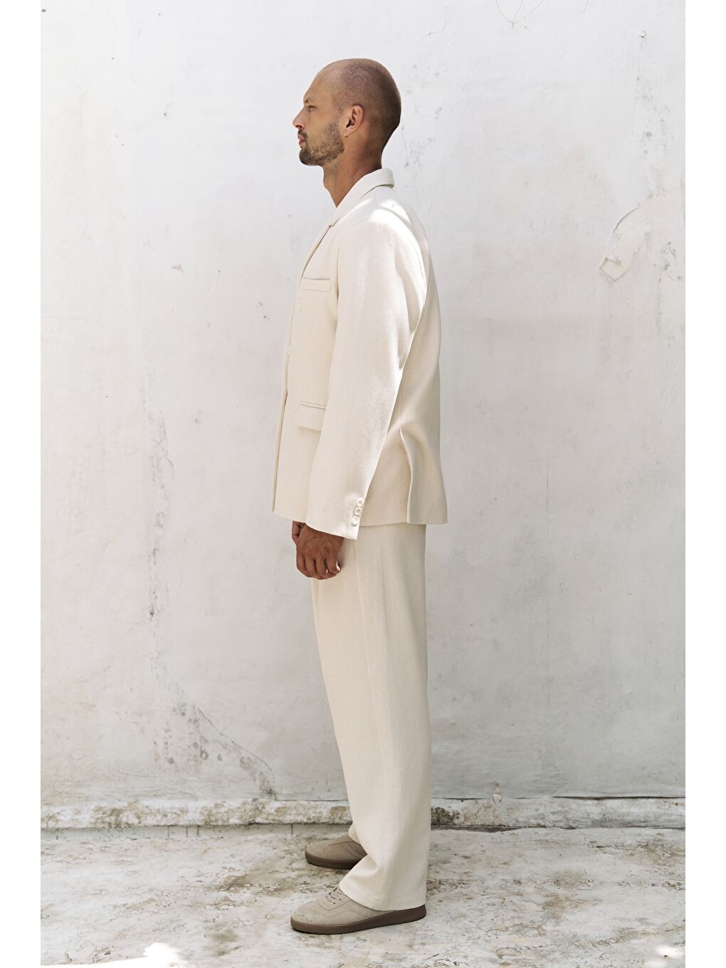 Bej Ayyubay Naturel Erkek %100 Pamuk Blazer Ceket-2