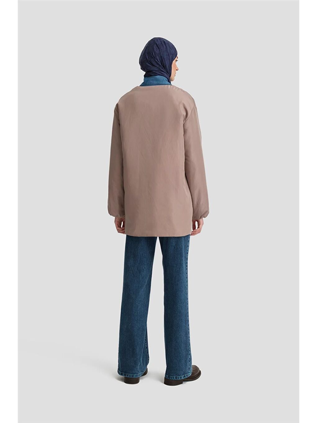 Bej Dikişsiz Elyaflı Bomber Mont 24Kd7521 Vizon-3