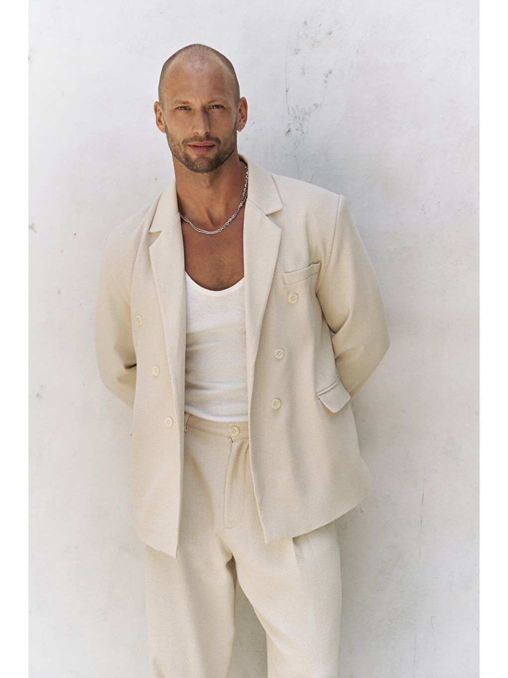 Bej Ayyubay Naturel Erkek %100 Pamuk Blazer Ceket-5