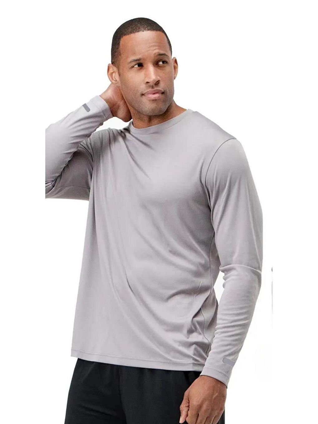 GENIUS STORE Gri Erkek Nem Emici Hızlı Kuruma Atletik Teknik Performans Spor Sweatshirt