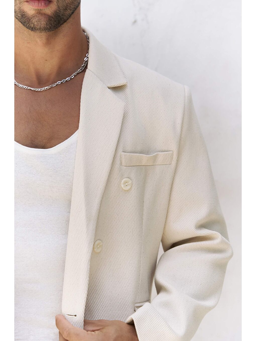 Bej Ayyubay Naturel Erkek %100 Pamuk Blazer Ceket-7