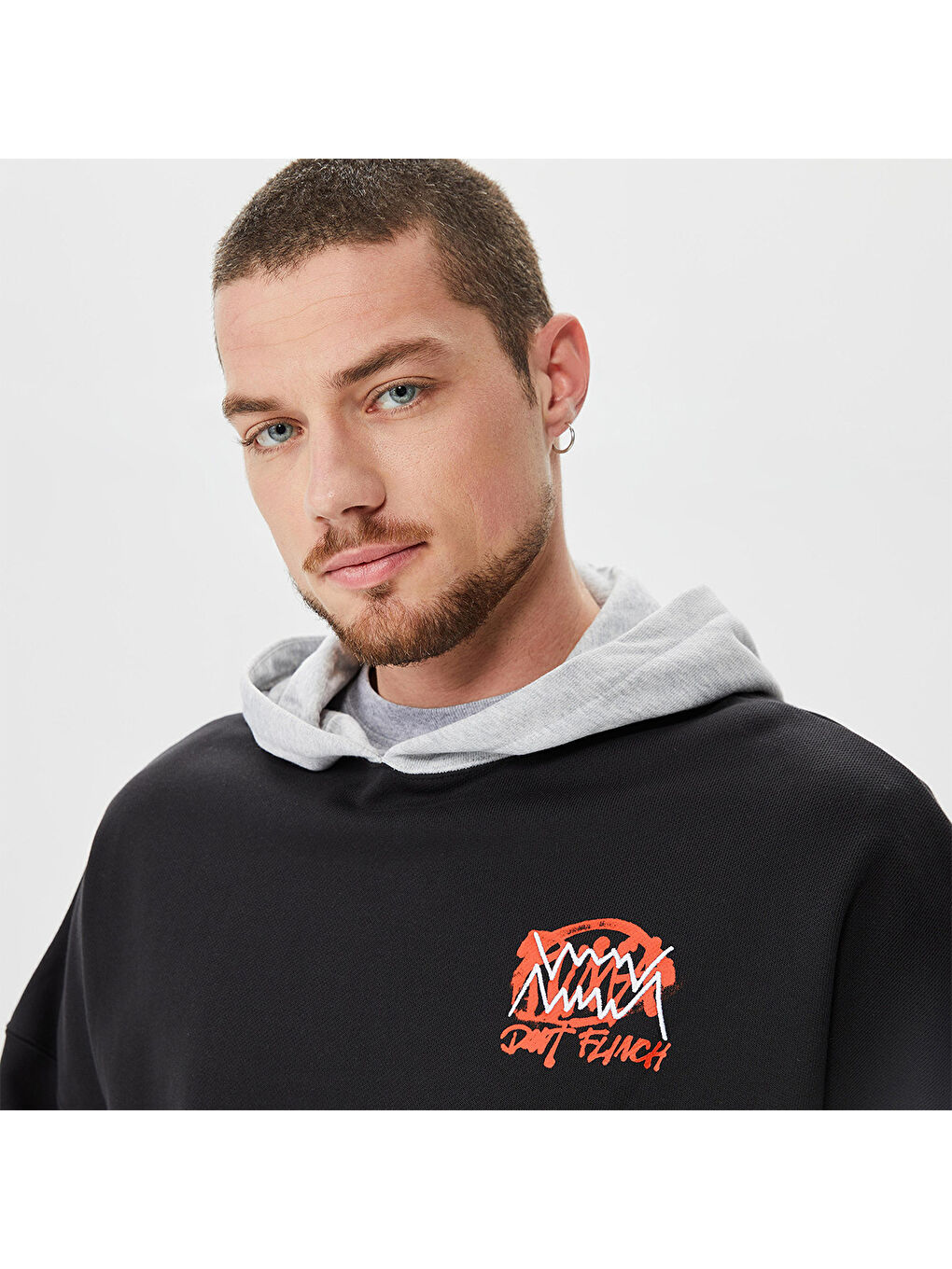 Boroughs Erkek Siyah Kapüşonlu Hoodie-3