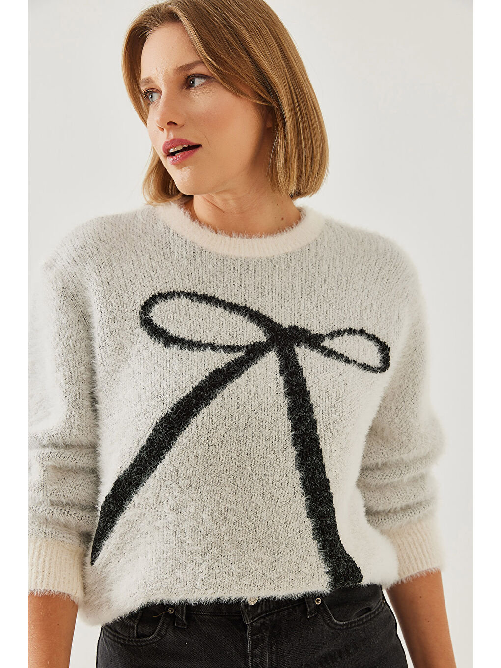 Ekru Kadın Sakal Kazak-4