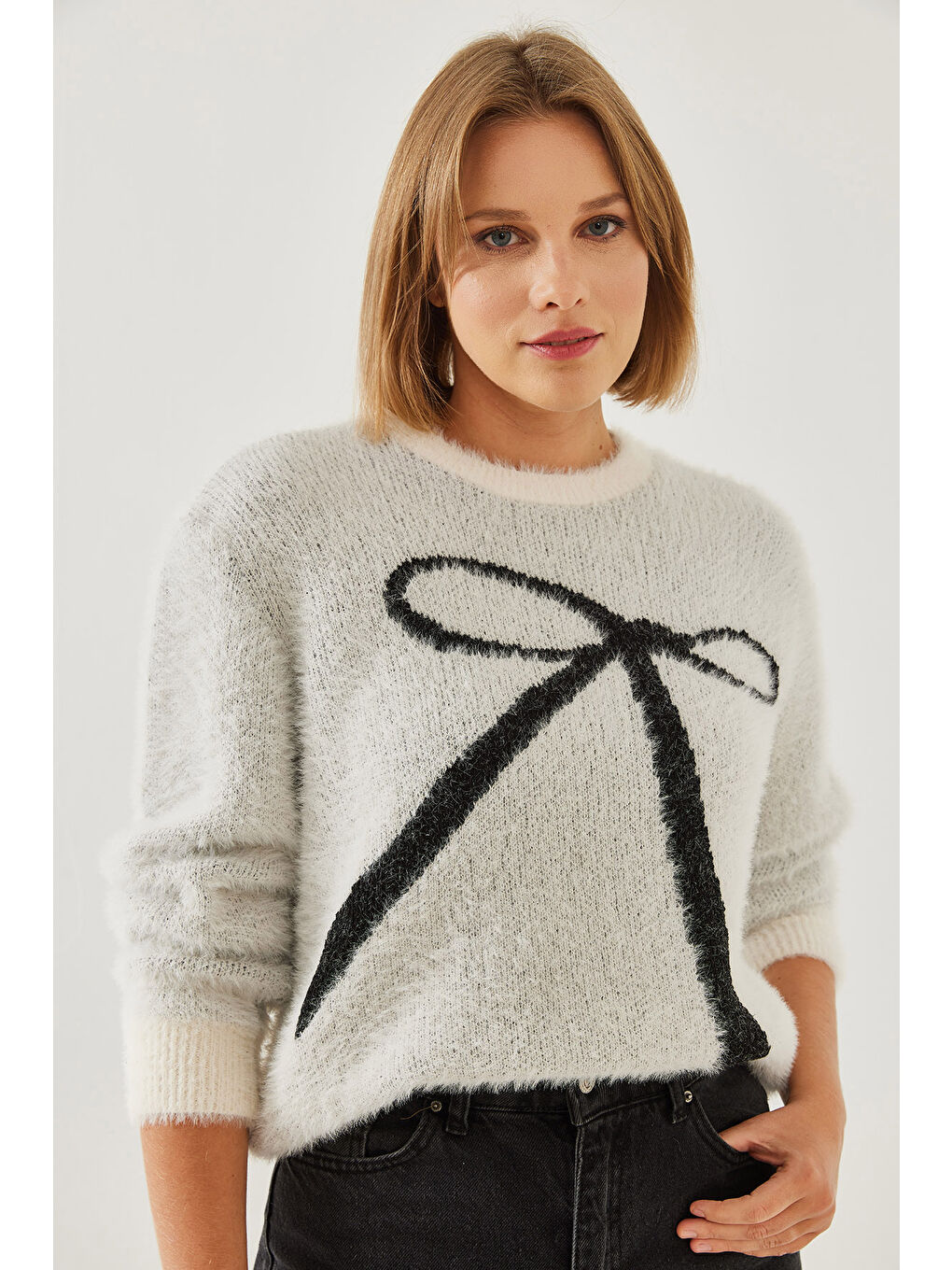 Ekru Kadın Sakal Kazak-5