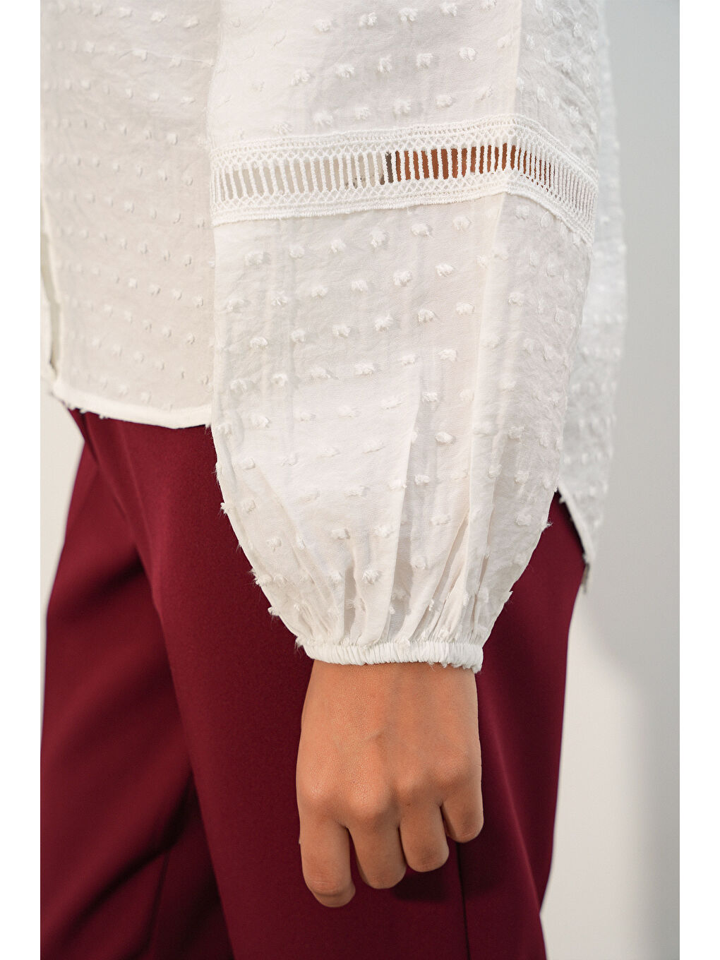 Kadın Oversize Desenli Gömlek 20379 - Beyaz-4