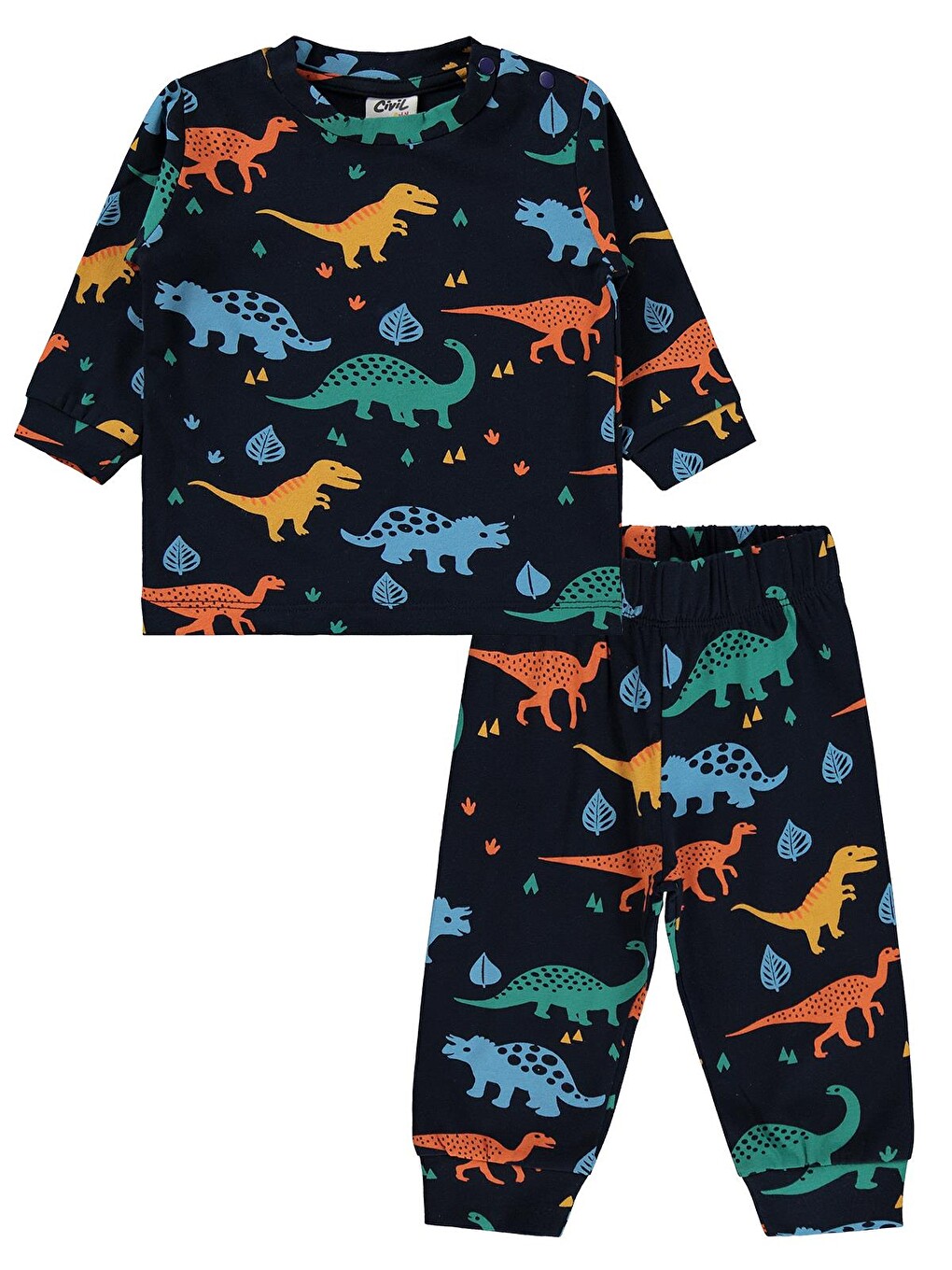 Baby Dinozorlu 6-18 Ay Pijama Takımı - Lacivert-1
