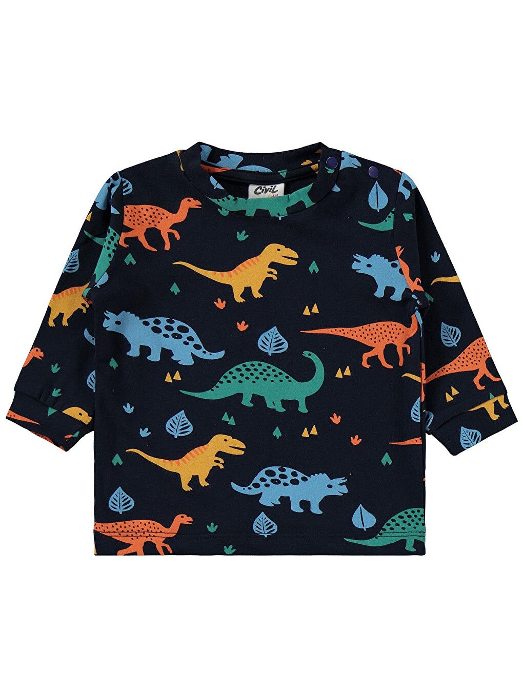Baby Dinozorlu 6-18 Ay Pijama Takımı - Lacivert-3