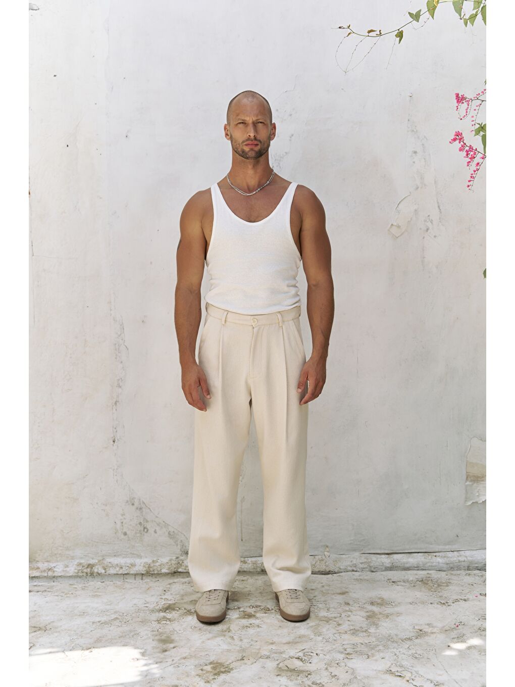 Bej Ayyubay Naturel Pileli Erkek %100 Pamuk Pantolon-1