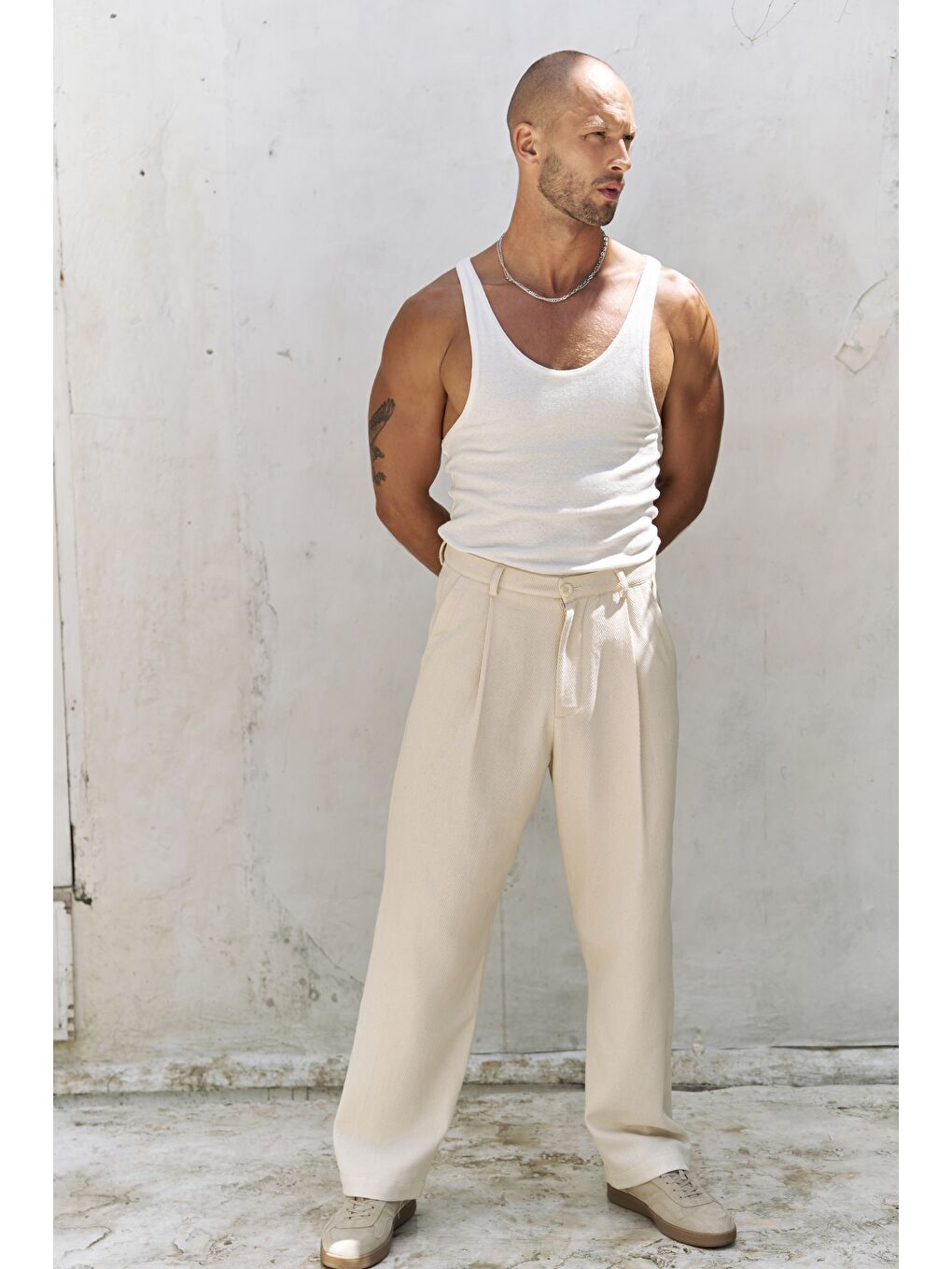 Bej Ayyubay Naturel Pileli Erkek %100 Pamuk Pantolon-4