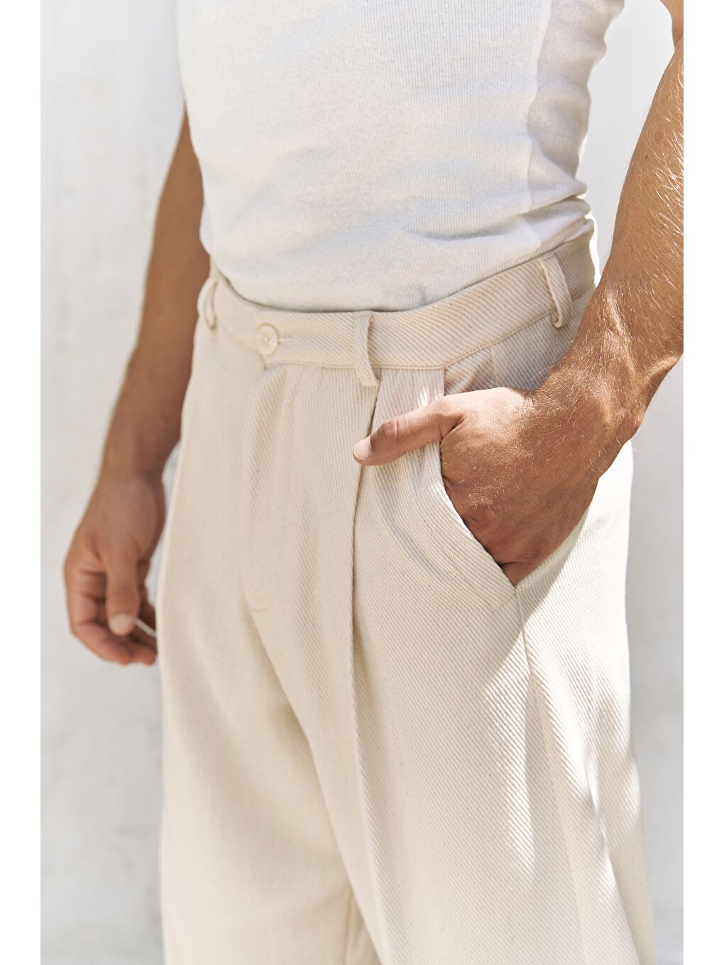 Bej Ayyubay Naturel Pileli Erkek %100 Pamuk Pantolon-7
