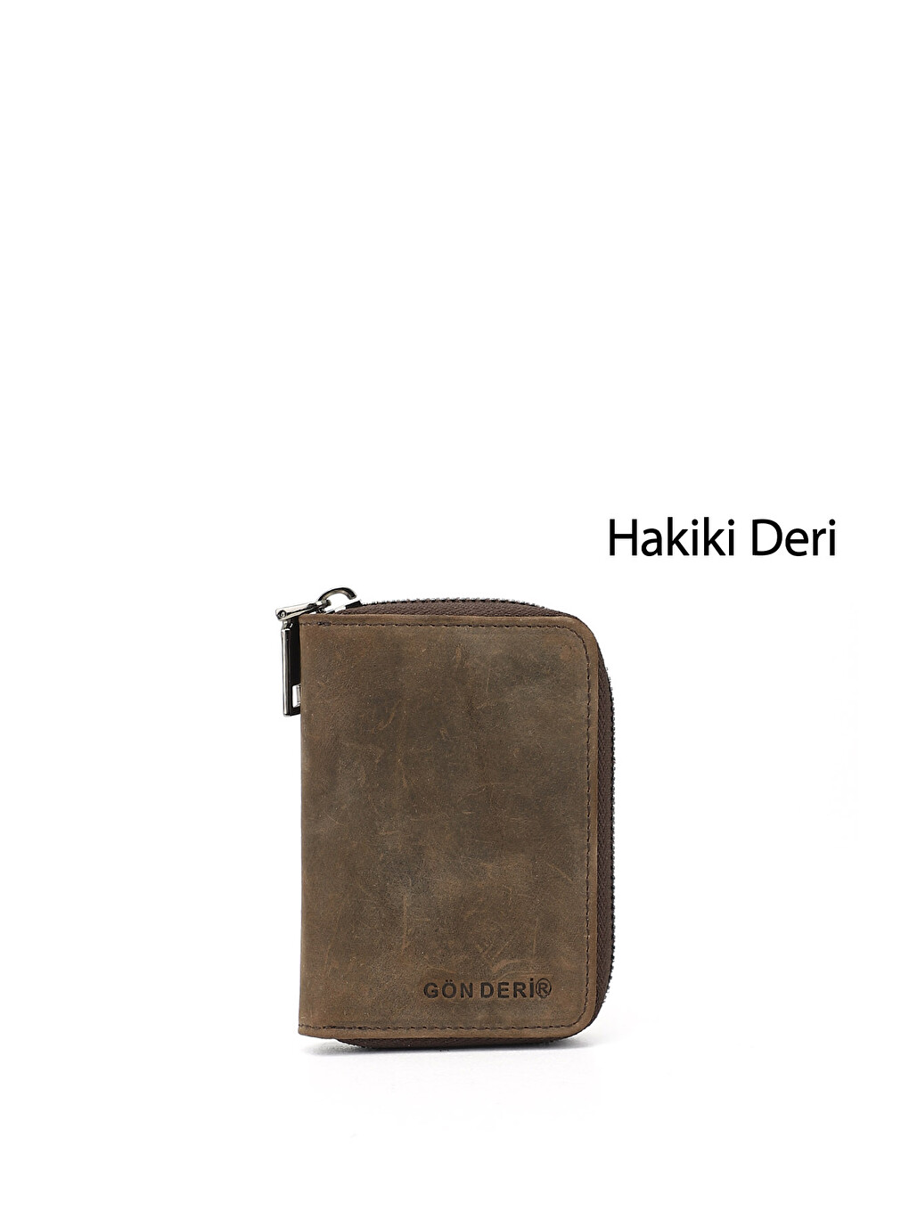 Unisex Kahverengi Hakiki Deri Dikey Kartlık