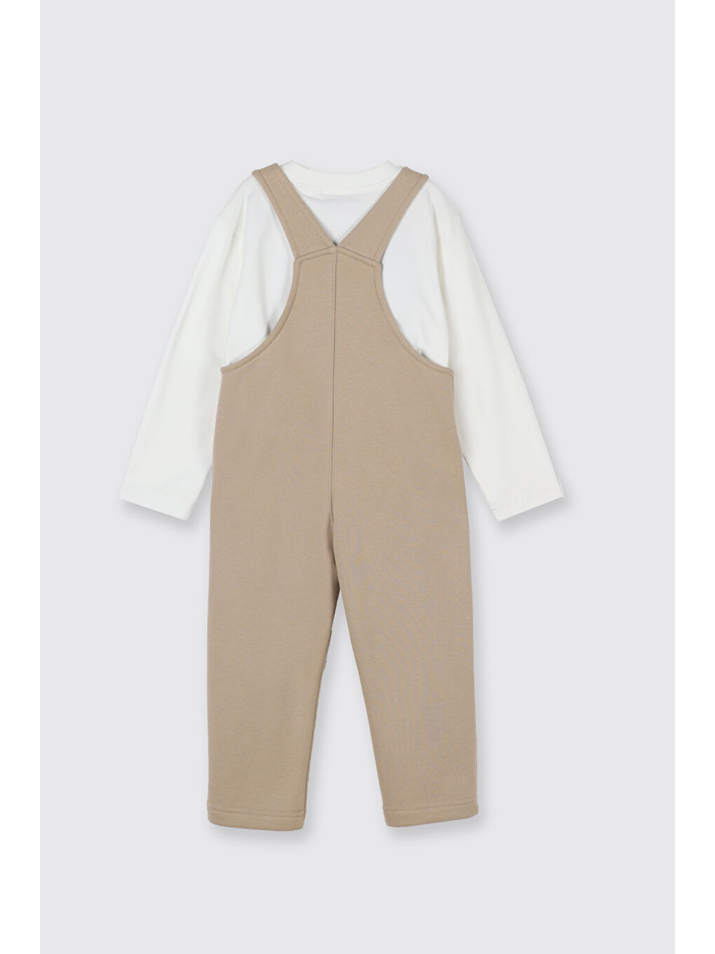 Erkek Çocuk Salopetli 2'li Takım Bej-1