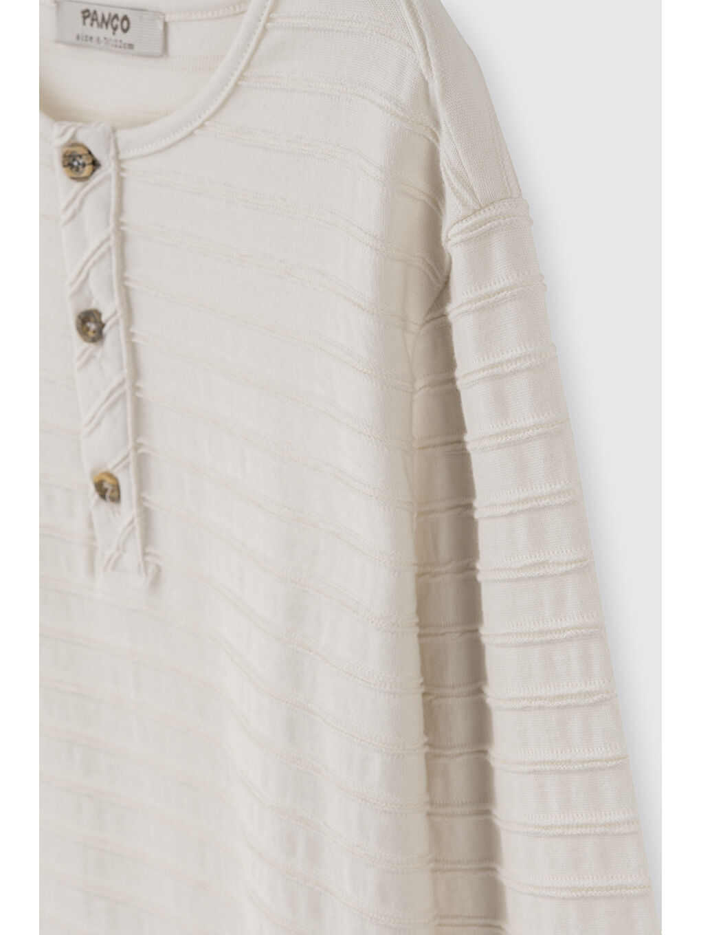 Erkek Çocuk Yakası Düğmeli T-Shirt Ekru-4