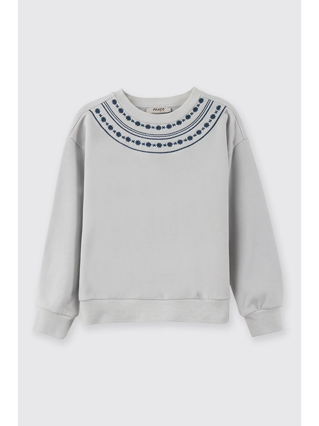 Gri Kız Çocuk Nakışlı Sweatshirt Mürdüm