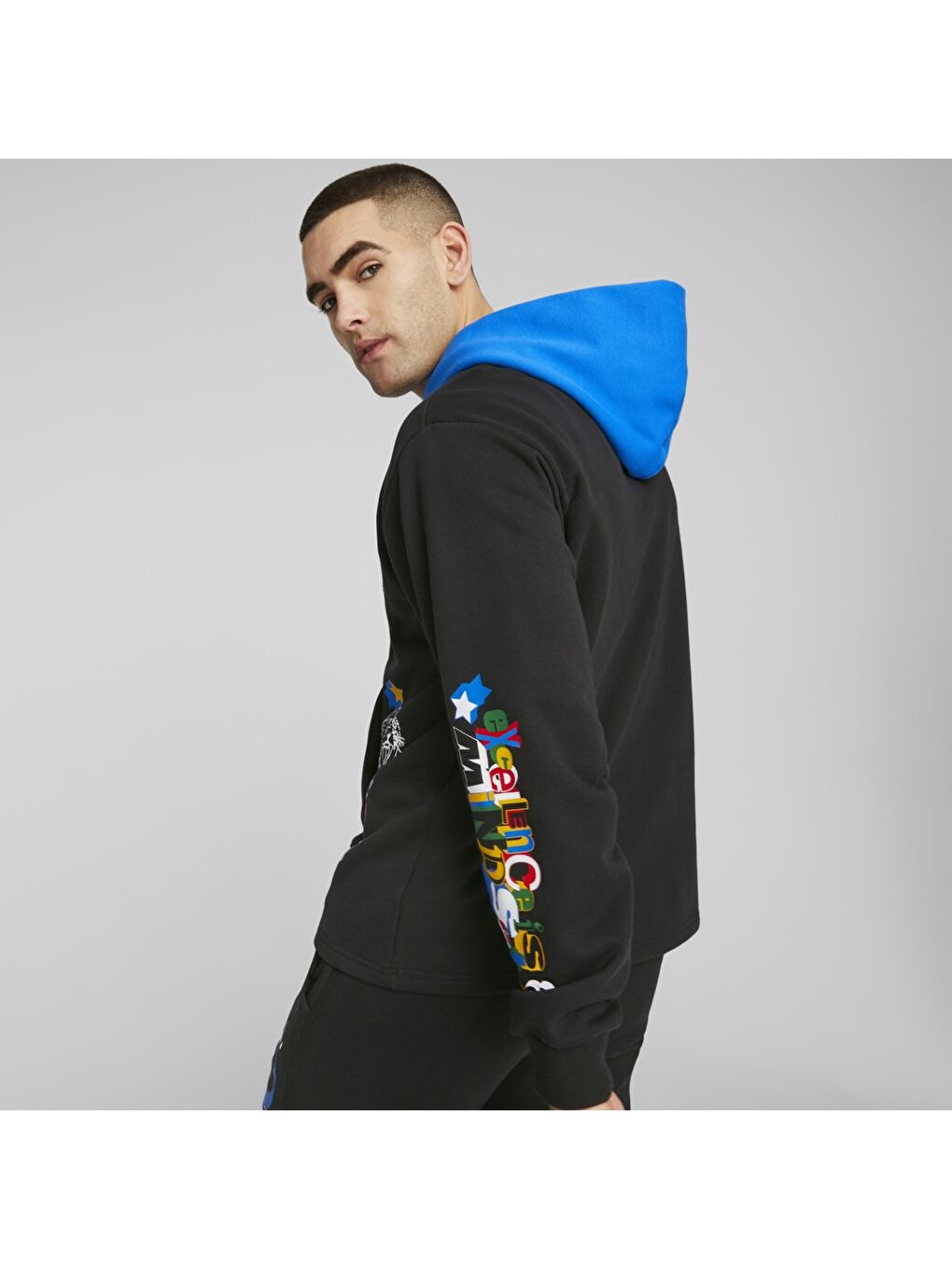 Trash Talk 1 Erkek Siyah Kapüşonlu Hoodie-1